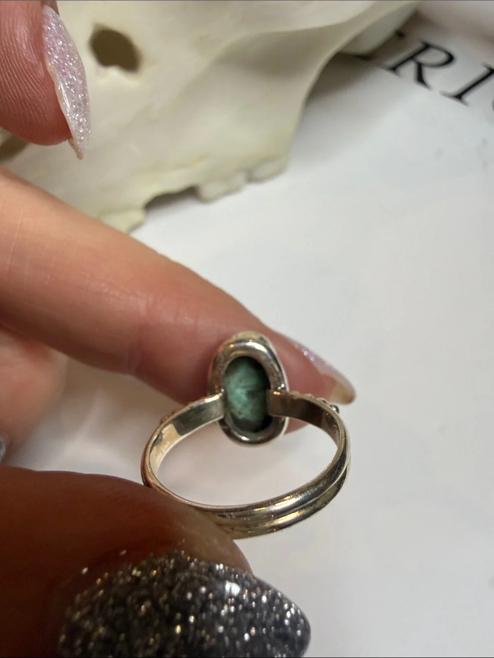 Sterling Silver Turquoise Oval Ring Size 6.5